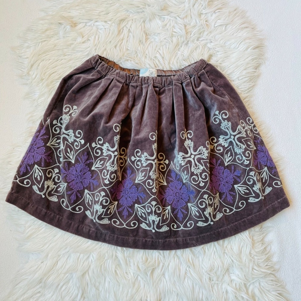 Peek Skirt Girls XL 10 Velvet Embroidery Fleur Des Champs Holiday Classy